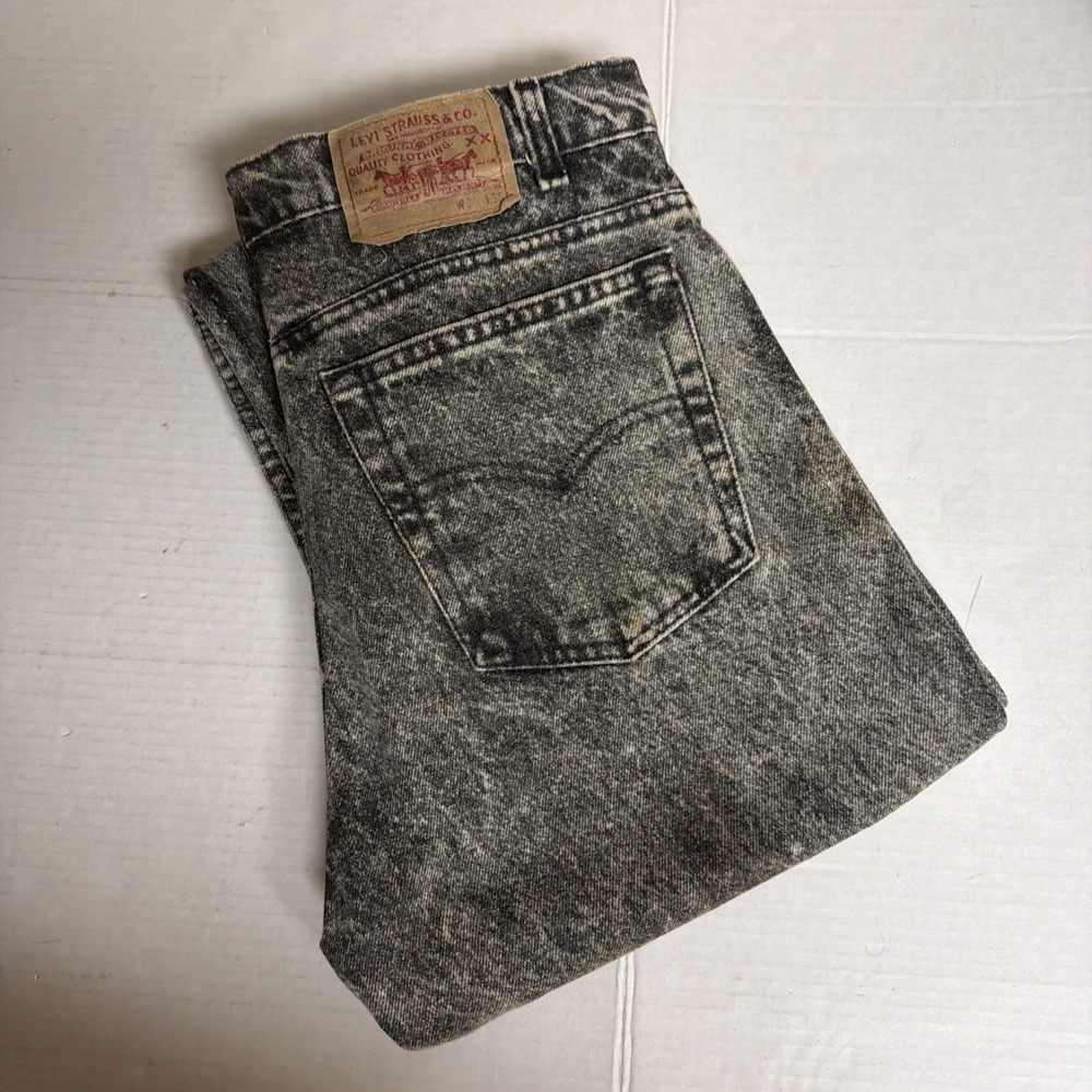 Vintage Levis 505 Jeans Men 34x31 Acid Wash Black Straight Leg USA 80s *READ*‎
